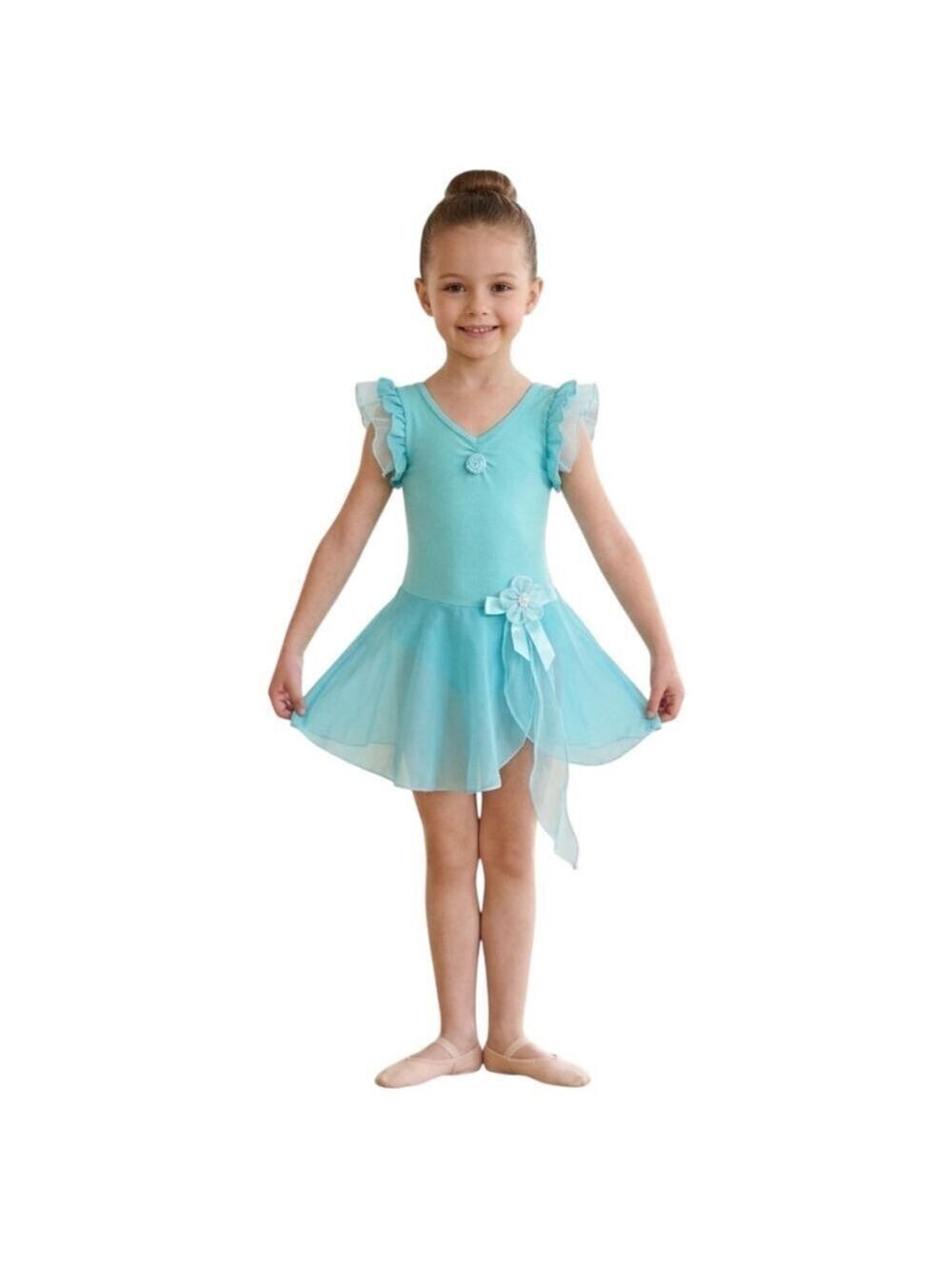iEFiEL Girls Ballet Dance Dress Turquoise Chiffon Skirt Size M